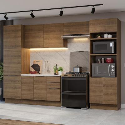 Armário de Cozinha Completa Stella 11 Portas 3 Gavetas MDF 330cm Rustic