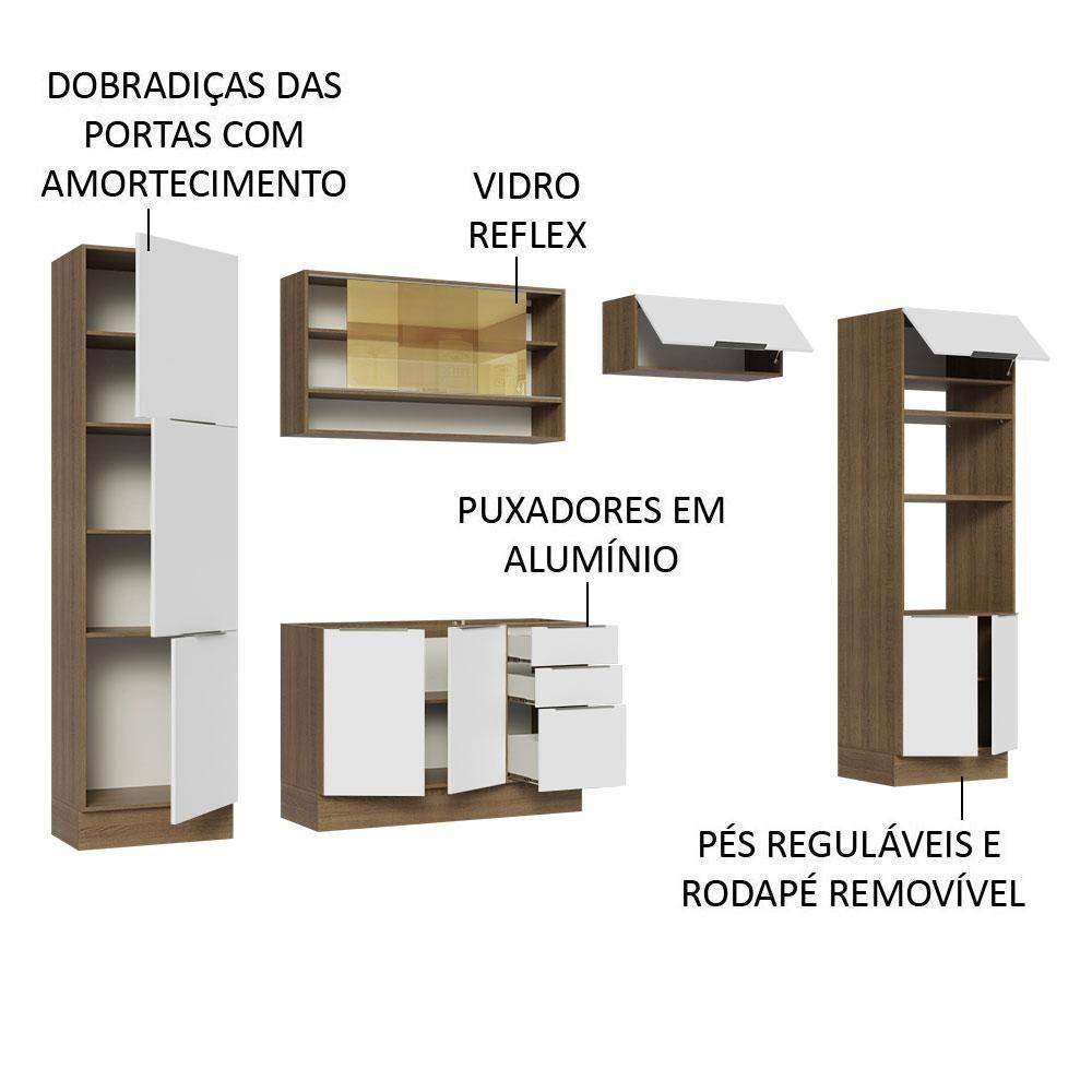 Armário De Cozinha Completa 330cm Rustic/branco Stella Madesa 03 Rustic/branco - 8