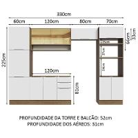 Armário De Cozinha Completa 330cm Rustic/branco Stella Madesa 03 Rustic/branco - 3