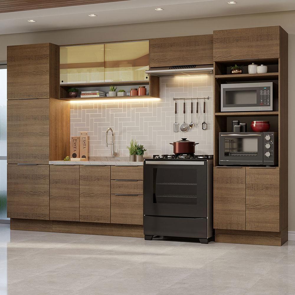 Armário De Cozinha Completa 330cm Rustic Stella Madesa 03 Rustic - 1