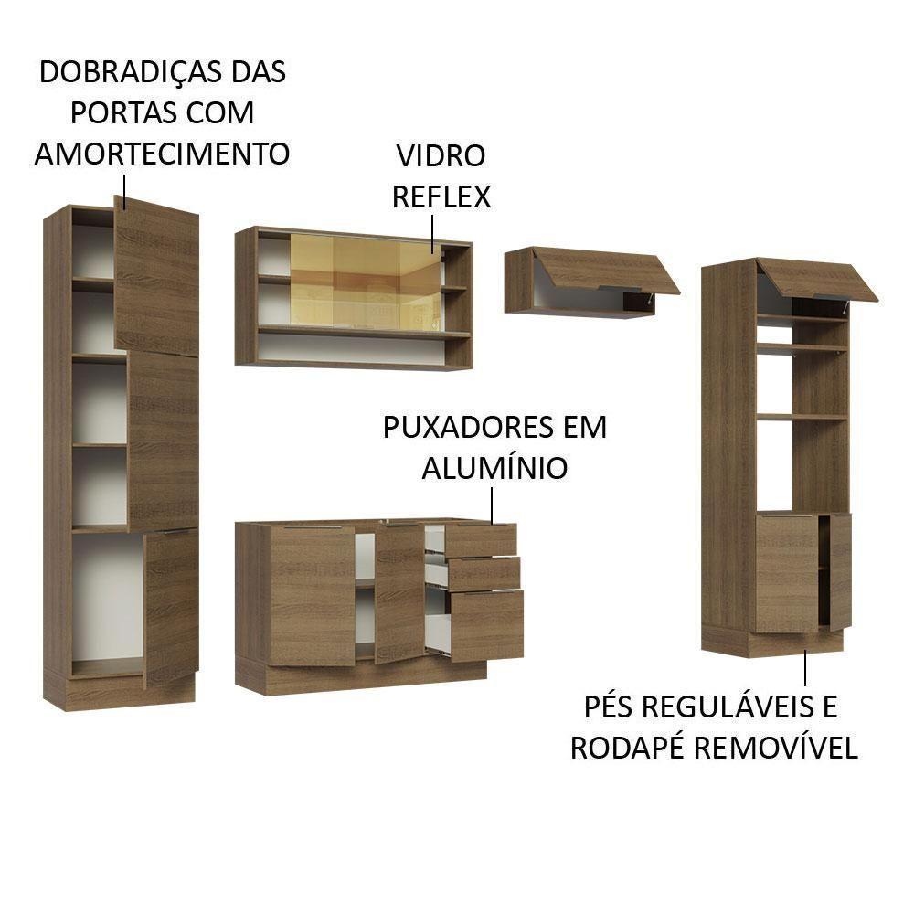 Armário De Cozinha Completa 330cm Rustic Stella Madesa 03 Rustic - 7