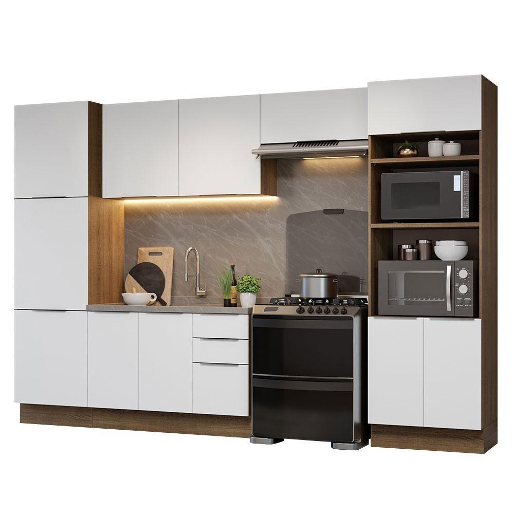 Armário De Cozinha Completa 330cm Rustic/branco Stella Madesa 02 Rustic/branco - 5