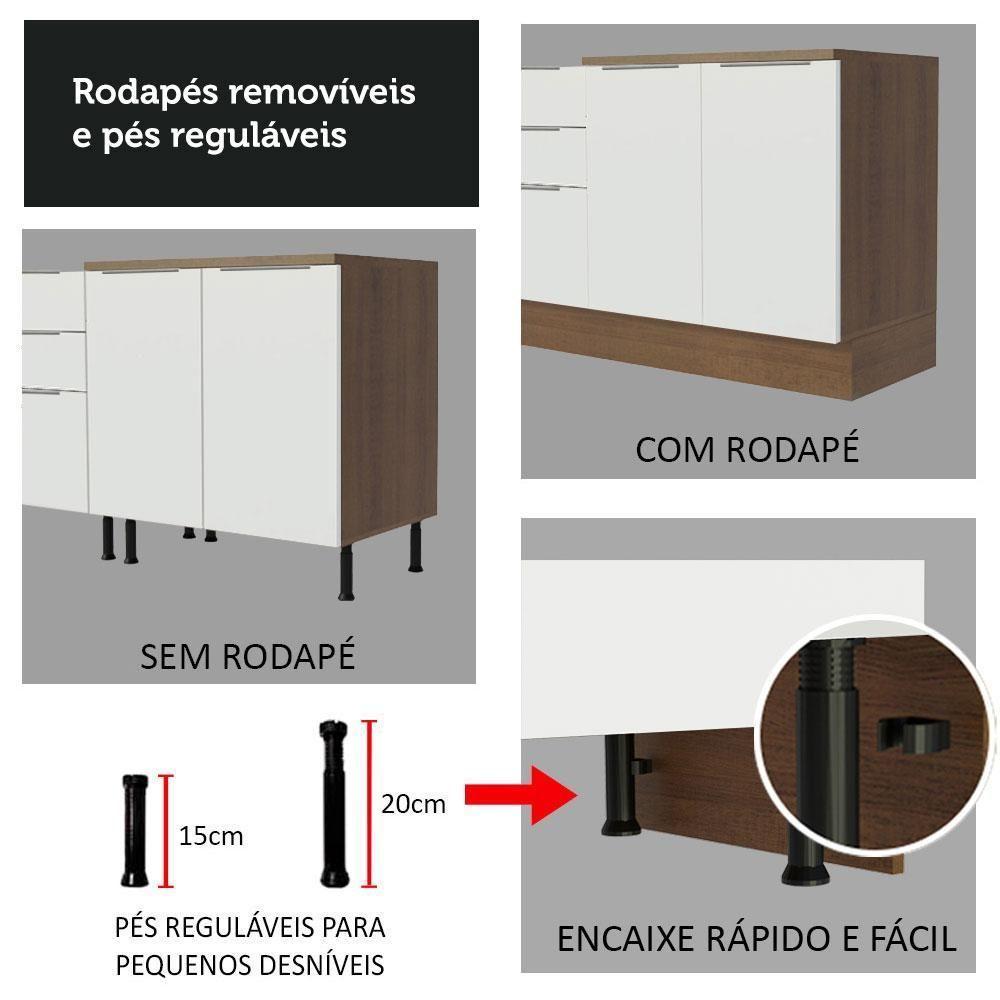 Armário De Cozinha Completa 330cm Rustic/branco Stella Madesa 02 Rustic/branco - 8