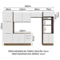 Armário De Cozinha Completa 330cm Rustic/branco Stella Madesa 02 Rustic/branco - 3
