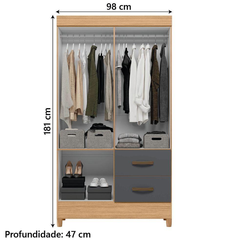 Guarda Roupas Solteiro 4 Portas 2 Gavetas Mobi Nature / Grafite Albatroz Nat/titan - 4