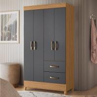 Guarda Roupas Solteiro 4 Portas 2 Gavetas Mobi Nature / Grafite Albatroz Nat/titan - 5