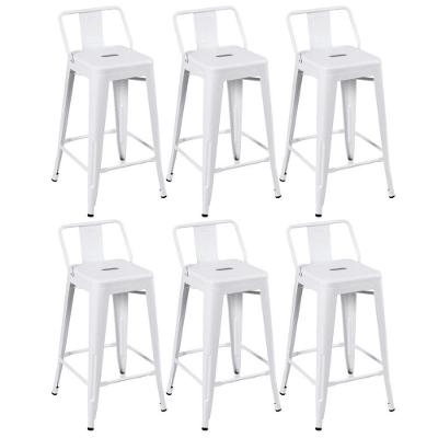 Kit 6 Banquetas Médias Iron Tolix Com Encosto 66cm Branco