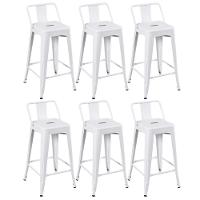 Kit 6 Banquetas Médias Iron Tolix Com Encosto 66cm Branco - 1