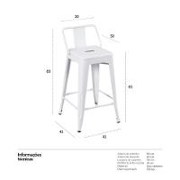 Kit 6 Banquetas Médias Iron Tolix Com Encosto 66cm Branco - 2