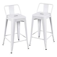 Kit 2 Banquetas Médias Iron Tolix Com Encosto 66cm Branco - 1