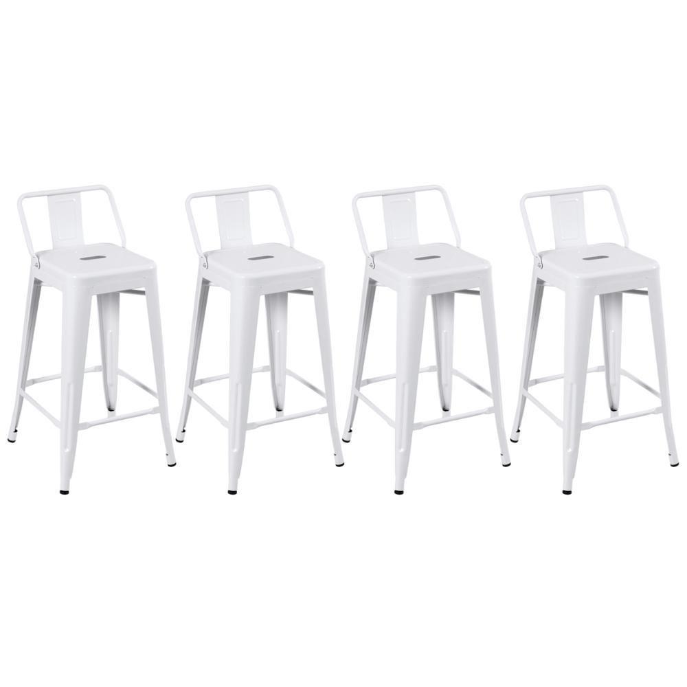 Kit 4 Banquetas Médias Iron Tolix Com Encosto 66cm Branco - 1