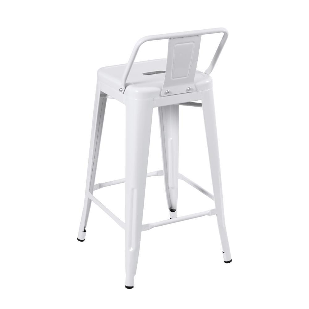 Kit 4 Banquetas Médias Iron Tolix Com Encosto 66cm Branco - 4