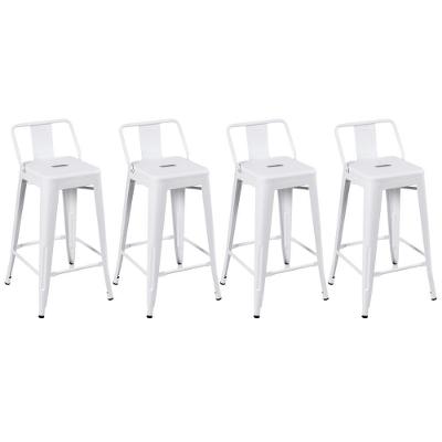 Kit 4 Banquetas Médias Iron Tolix Com Encosto 66cm Branco