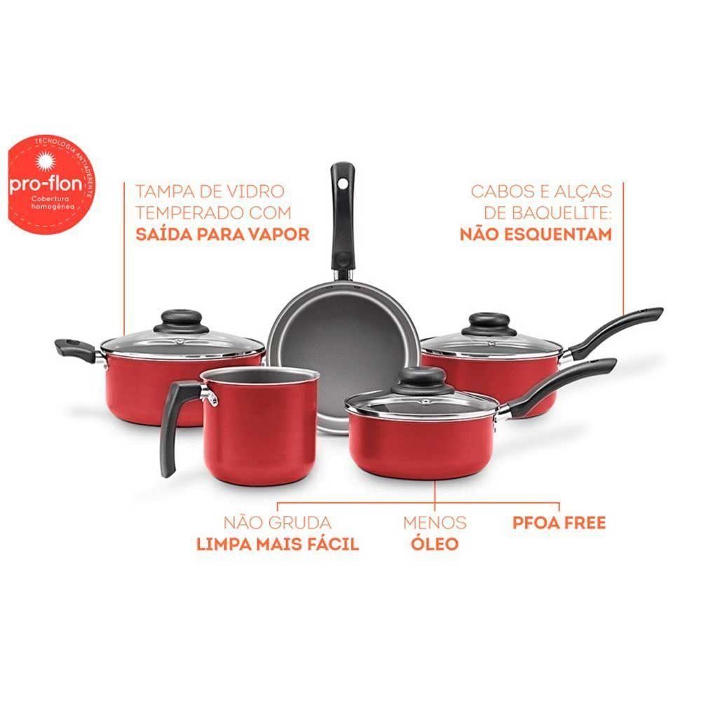 Conjunto De Panelas 5 Peças Ruby Brinox Vermelho - 2