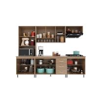 Cozinha Modulada Completa Fidelitá Paris 5 Peças 260cm 13 Portas 3 Gavetas Com Tampo Nogal/salinas - 3