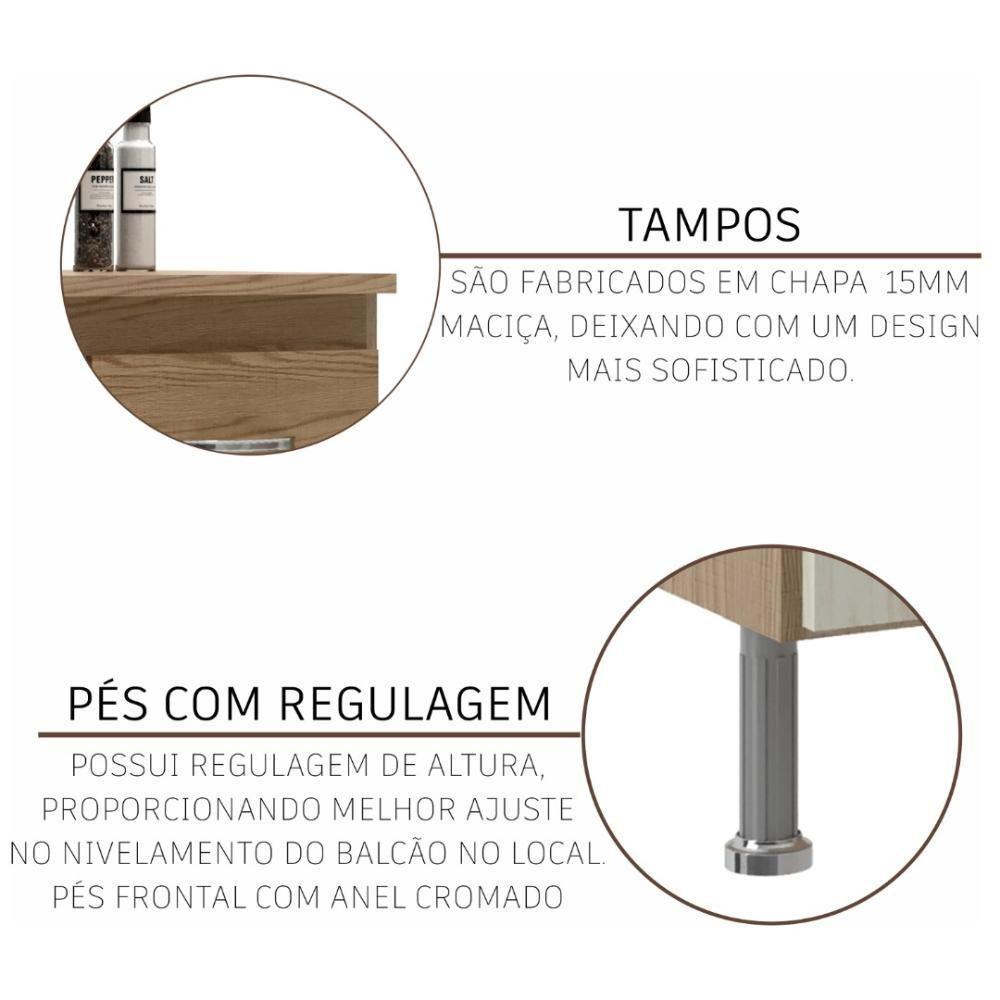 Cozinha Modulada Completa Fidelitá Paris 5 Peças 260cm 13 Portas 3 Gavetas Com Tampo Nogal/salinas - 5