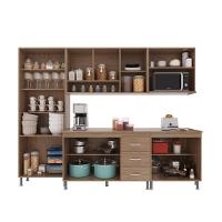 Cozinha Modulada Completa Fidelitá Paris 5 Peças 260cm 13 Portas 3 Gavetas Com Tampo Nogal/salinas - 7