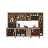 Cozinha Modulada Completa Fidelitá Paris 6 Peças 295cm 15 Portas 3 Gavetas Com Tampo Nogal/salinas - 6