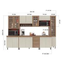 Cozinha Modulada Completa Fidelitá Paris 6 Peças 295cm 15 Portas 3 Gavetas Com Tampo Nogal/salinas - 7