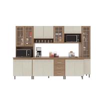 Cozinha Modulada Completa Fidelitá Paris 6 Peças 295cm 15 Portas 3 Gavetas Com Tampo Nogal/salinas - 8