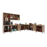 Cozinha Modulada Completa Fidelitá Paris 7 Peças 600cm 16 Portas 6 Gavetas Com Tampo Nogal/salinas - 3
