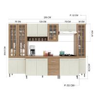 Cozinha Modulada Completa Fidelitá Paris 6 Peças 295cm 15 Portas 3 Gavetas Com Tampo Nogal/salinas - 6