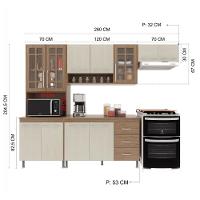Cozinha Modulada Compacta Fidelitá Paris 4 Peças 260cm 11 Portas 3 Gavetas Com Tampo Nogal/salinas - 4