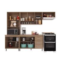 Cozinha Modulada Compacta Fidelitá Paris 4 Peças 260cm 11 Portas 3 Gavetas Com Tampo Nogal/salinas - 3