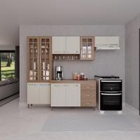 Cozinha Modulada Compacta Fidelitá Paris 4 Peças 260cm 11 Portas 3 Gavetas Com Tampo Nogal/salinas - 3