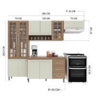 Cozinha Modulada Compacta Fidelitá Paris 4 Peças 260cm 11 Portas 3 Gavetas Com Tampo Nogal/salinas - 8