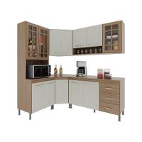 Cozinha Modulada Completa Fidelitá Paris 5 Peças 340cm 12 Portas 3 Gavetas Com Tampo Nogal/salinas - 5