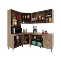 Cozinha Modulada Completa Fidelitá Paris 5 Peças 340cm 12 Portas 3 Gavetas Com Tampo Nogal/salinas - 8