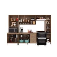 Cozinha Modulada Completa Fidelitá Paris 5 Peças 295cm 12 Portas 3 Gavetas Com Tampo Nogal/salinas - 6