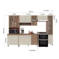 Cozinha Modulada Completa Fidelitá Paris 5 Peças 295cm 12 Portas 3 Gavetas Com Tampo Nogal/salinas - 8