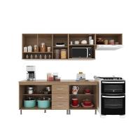 Cozinha Modulada Completa Fidelitá Paris 5 Peças 260cm 11 Portas 3 Gavetas Com Tampo Nogal/salinas - 5