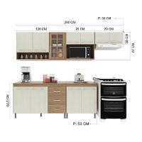 Cozinha Modulada Completa Fidelitá Paris 5 Peças 260cm 11 Portas 3 Gavetas Com Tampo Nogal/salinas - 7