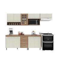 Cozinha Modulada Completa Fidelitá Paris 5 Peças 260cm 11 Portas 3 Gavetas Com Tampo Nogal/salinas - 8