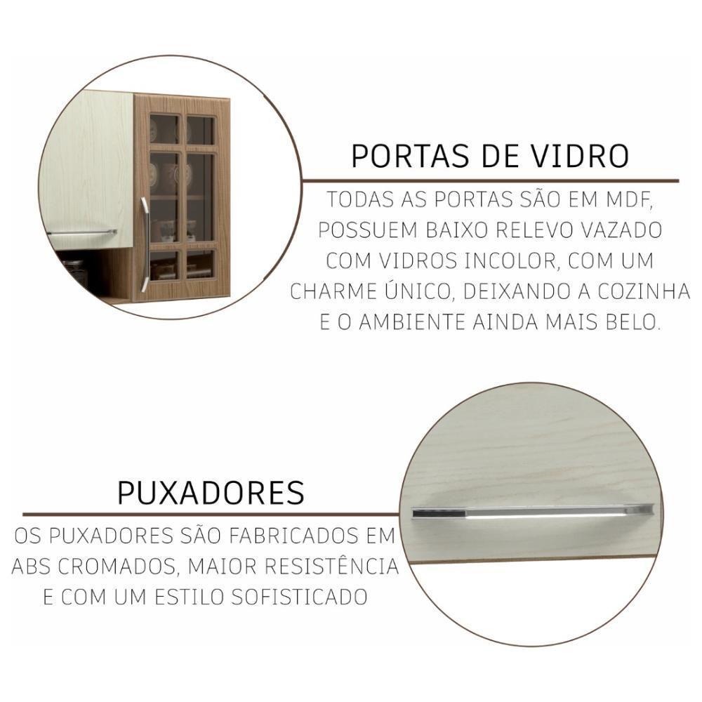 Cozinha Modulada Completa Fidelitá Paris 5 Peças 260cm 13 Portas 3 Gavetas Com Tampo Nogal/salinas - 5