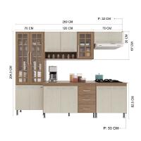 Cozinha Modulada Completa Fidelitá Paris 5 Peças 260cm 13 Portas 3 Gavetas Com Tampo Nogal/salinas - 7