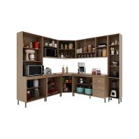 Cozinha Modulada Completa Fidelitá Paris 8 Peças 445cm 18 Portas 3 Gavetas Com Tampo Nogal/salinas - 6