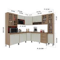 Cozinha Modulada Completa Fidelitá Paris 8 Peças 445cm 18 Portas 3 Gavetas Com Tampo Nogal/salinas - 7