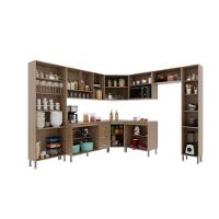 Cozinha Modulada Completa Fidelitá Paris 9 Peças 515cm 20 Portas 3 Gavetas Com Tampo Nogal/salinas - 7