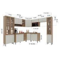 Cozinha Modulada Completa Fidelitá Paris 9 Peças 515cm 20 Portas 3 Gavetas Com Tampo Nogal/salinas - 8