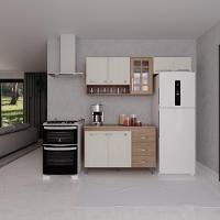Cozinha Modulada Compacta Fidelitá Paris 3 Peças 190cm 7 Portas 3 Gavetas Com Tampo Nogal/salinas - 1