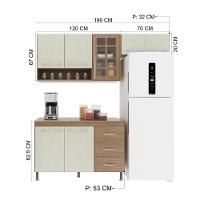 Cozinha Modulada Compacta Fidelitá Paris 3 Peças 190cm 7 Portas 3 Gavetas Com Tampo Nogal/salinas - 5