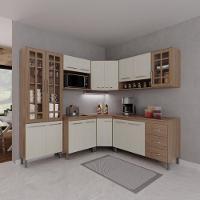 Cozinha Modulada Completa Fidelitá Paris 7 Peças 410cm 16 Portas 3 Gavetas Com Tampo Nogal/salinas - 1