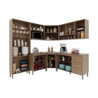 Cozinha Modulada Completa Fidelitá Paris 7 Peças 410cm 16 Portas 3 Gavetas Com Tampo Nogal/salinas - 2