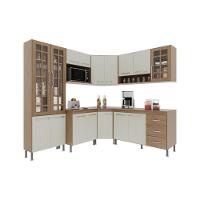 Cozinha Modulada Completa Fidelitá Paris 7 Peças 410cm 16 Portas 3 Gavetas Com Tampo Nogal/salinas - 3