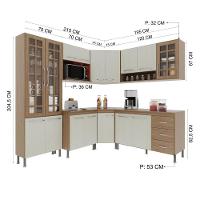 Cozinha Modulada Completa Fidelitá Paris 7 Peças 410cm 16 Portas 3 Gavetas Com Tampo Nogal/salinas - 7