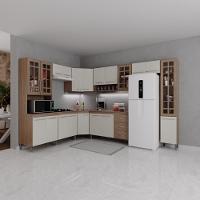 Cozinha Modulada Completa Fidelitá Paris 9 Peças 515cm 20 Portas 3 Gavetas Com Tampo Nogal/salinas - 1